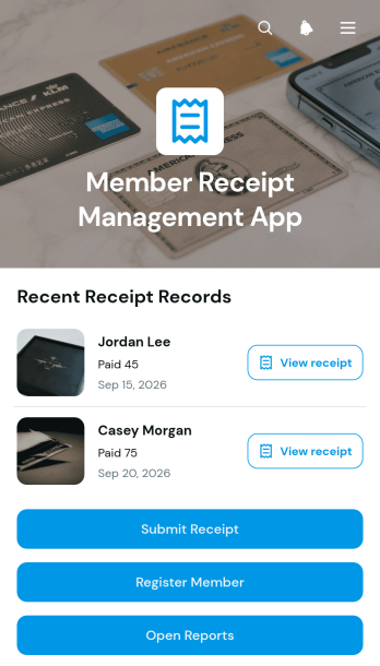 Member Receipt Management App Template