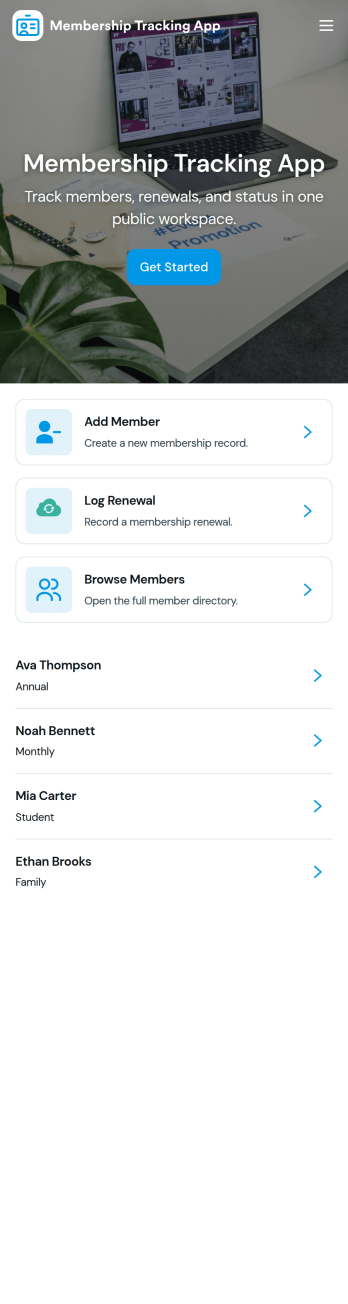 Membership Tracking App Template