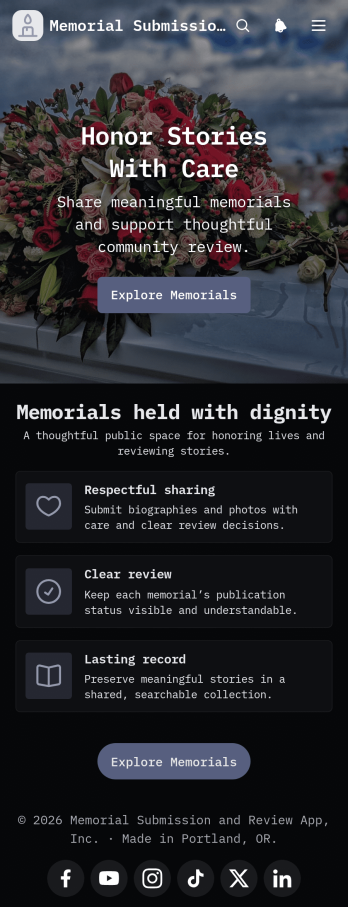 Memorial Submission and Review App Template