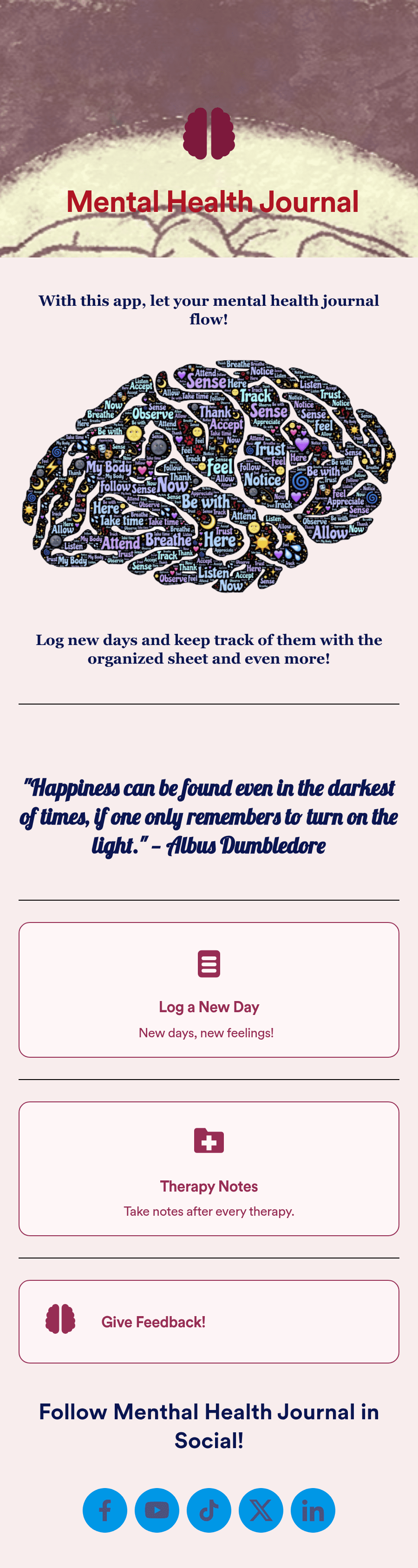 Mental Health Journal App Template Jotform