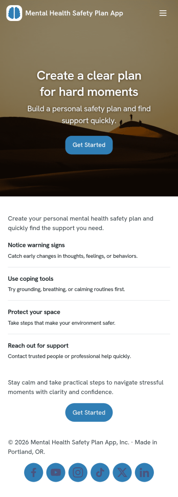 Mental Health Safety Plan App Template