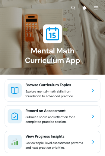 Mental Math Curriculum App Template