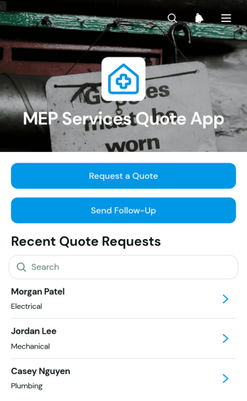 MEP Services Quote App Template