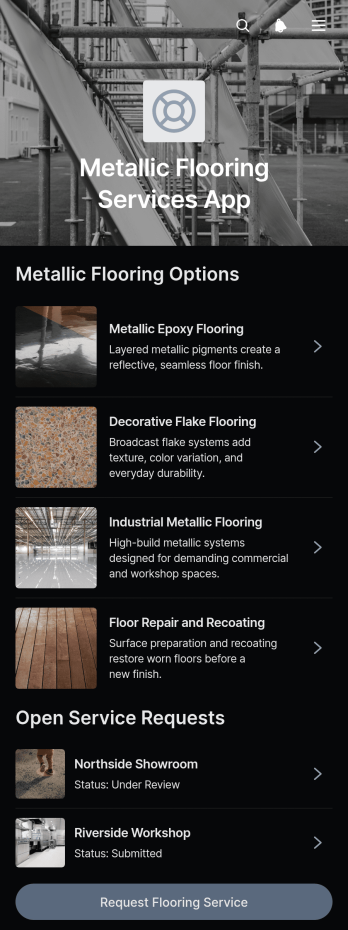 Metallic Flooring Services App Template