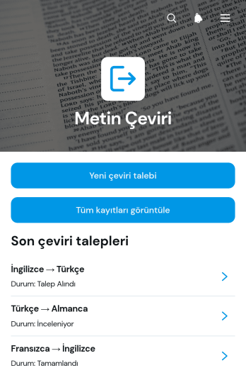 Metin Çeviri Uygulama Șablonu