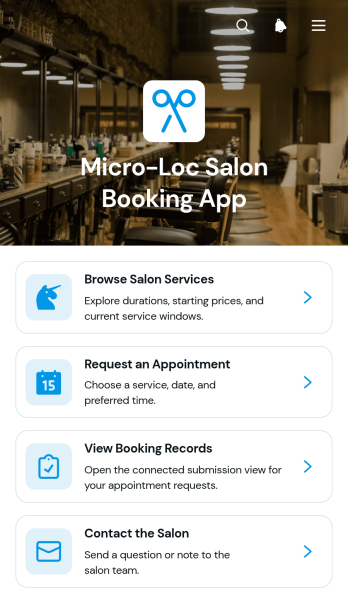 Micro-Loc Salon Booking App Template