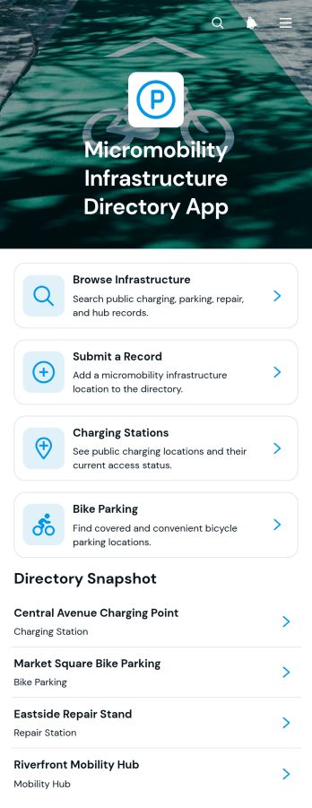Micromobility Infrastructure Directory App Template
