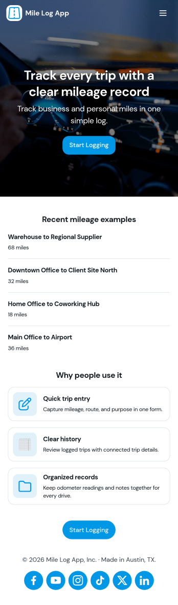 Mile Log App Template