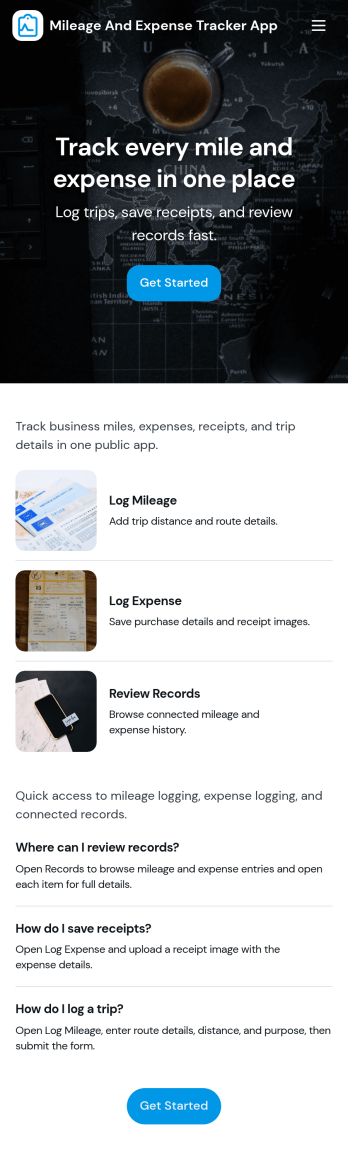 Mileage and Expense Tracker App Template
