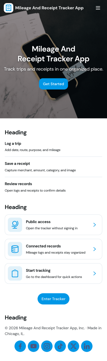 Mileage and Receipt Tracker App Template