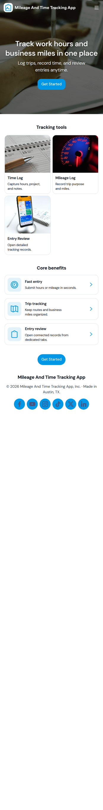 Mileage and Time Tracking App Template