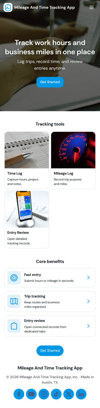 Mileage and Time Tracking App Template