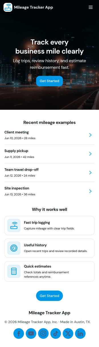 Mileage Tracker App Template