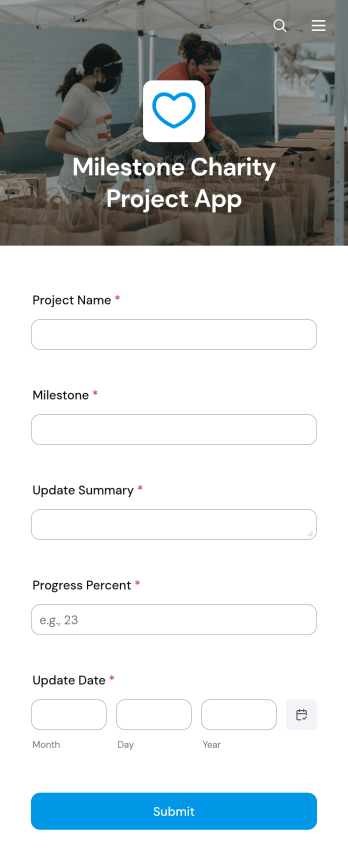 Milestone Charity Project App Template