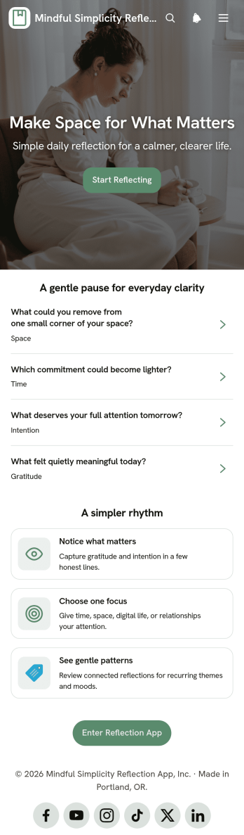 Mindful Simplicity Reflection App Template