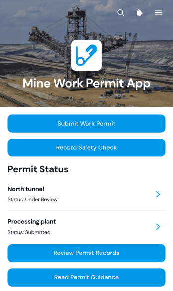 Mine Work Permit App Template