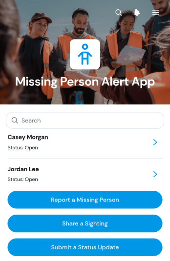 Missing Person Alert App Template