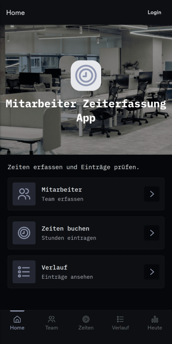 Mitarbeiter Zeiterfassung App Template