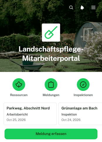 Mitarbeiterportal-App für den Garten- und Landschaftsbau