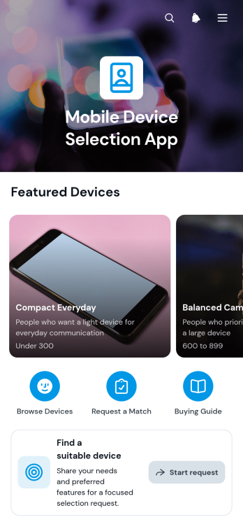 Mobile Device Selection App Template
