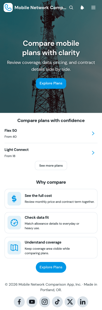 Mobile Network Comparison App Template