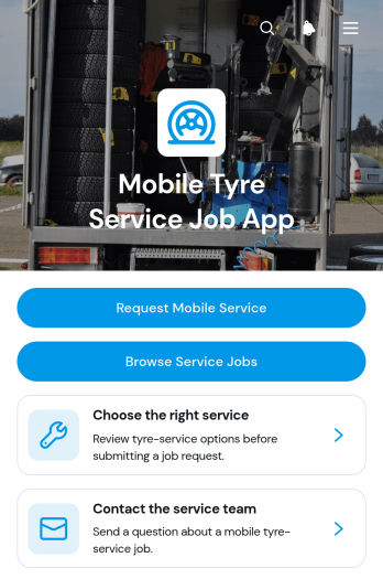 Mobile Tyre Service Job App Template