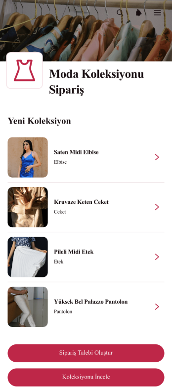 Moda Koleksiyonu Sipariş Uygulama Șablonu