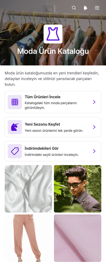 Moda Ürün Kataloğu Uygulama Șablonu