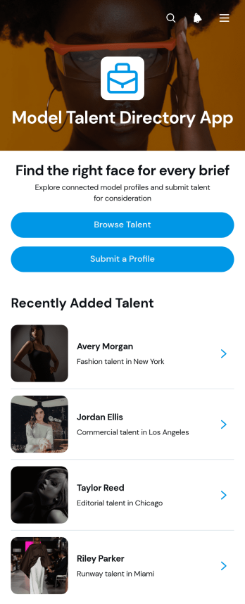 Model Talent Directory App Template