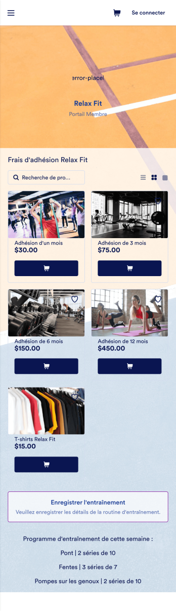 Modèle d'application de remise en forme Template