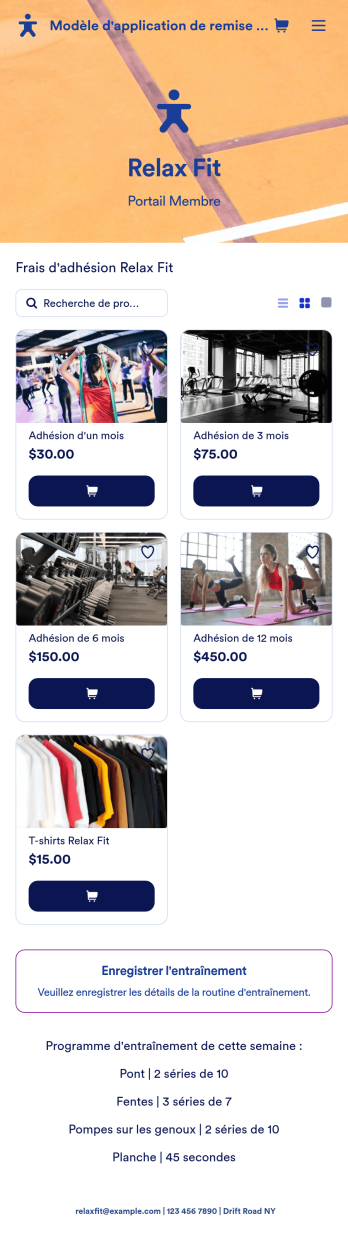 Modèle d'application de remise en forme