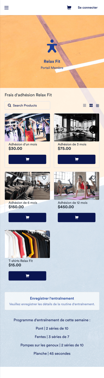 Modèle d'application de remise en forme