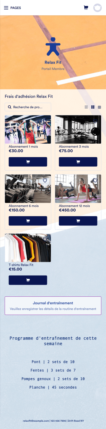 Modèle d'application de remise en forme Template