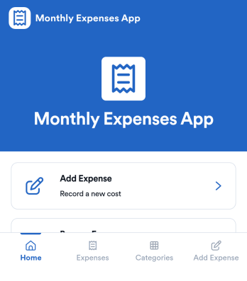 Monthly Expenses App Template