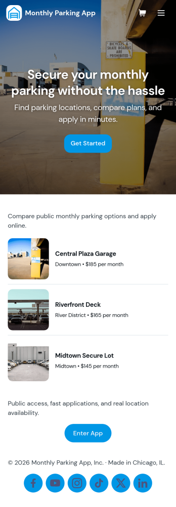 Monthly Parking App Template