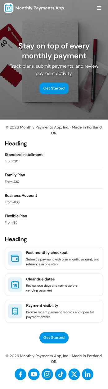 Monthly Payments App Template