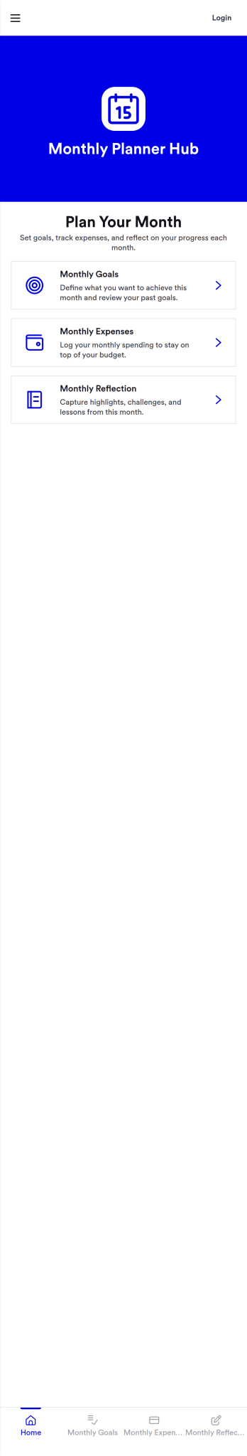 Monthly Planner Hub App Template