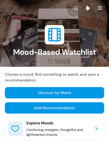 Mood-Based Watchlist App Template