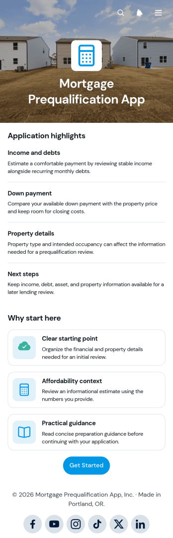 Mortgage Prequalification App Template