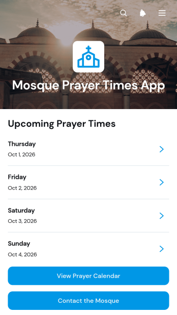 Mosque Prayer Times App Template