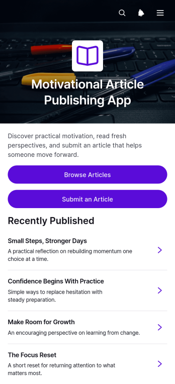 Motivational Article Publishing App Template