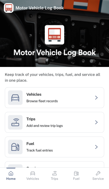 Motor Vehicle Log Book App Template