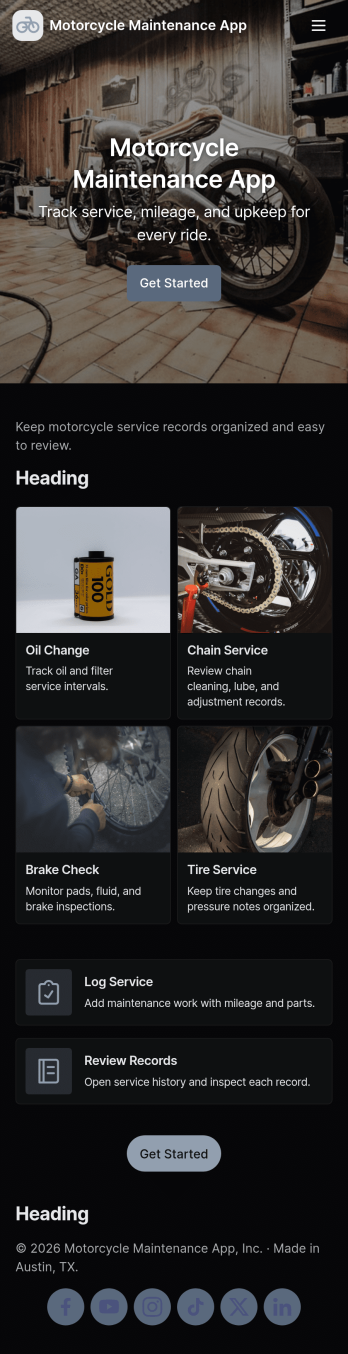 Motorcycle Maintenance App Template
