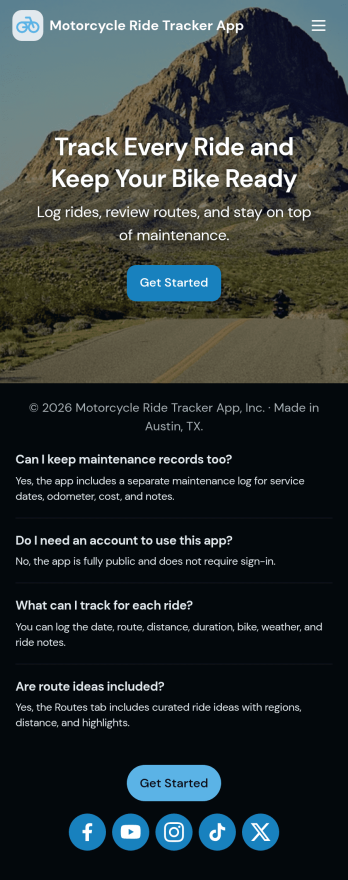 Motorcycle Ride Tracker App Template