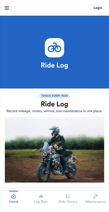 Motorcycle Ride Tracking App Template