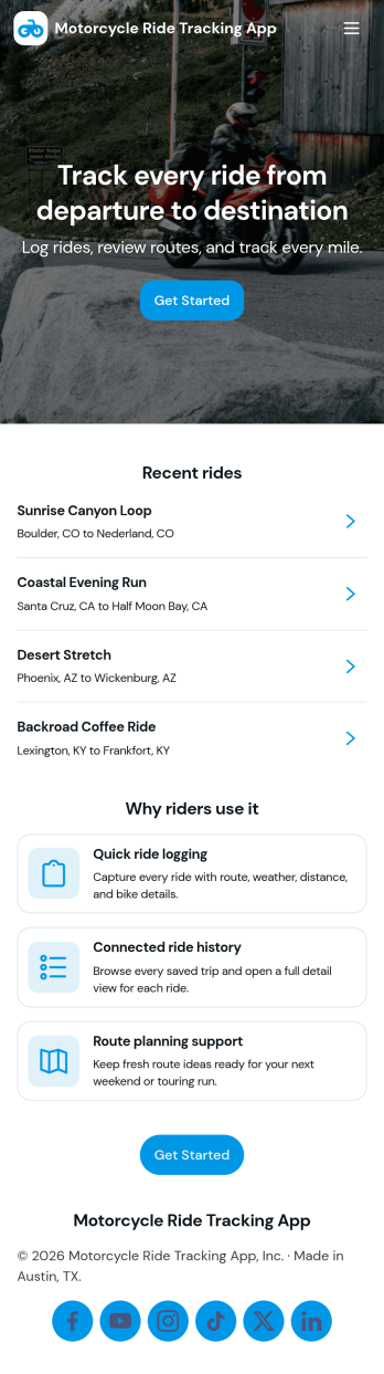 Motorcycle Ride Tracking App Template