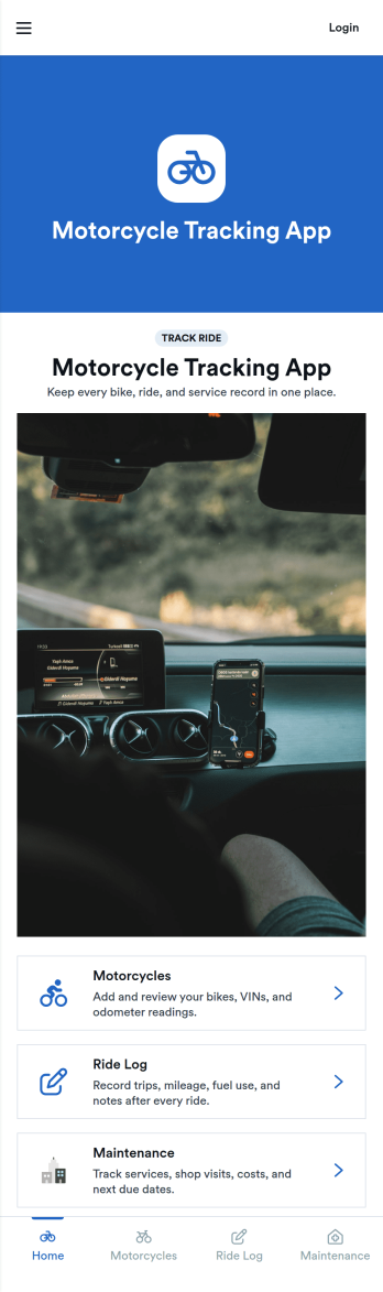 Motorcycle Tracking App Template