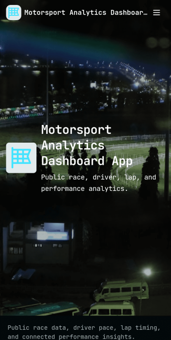 Motorsport Analytics Dashboard App Template