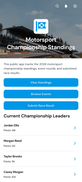 Motorsport Championship Standings App Template
