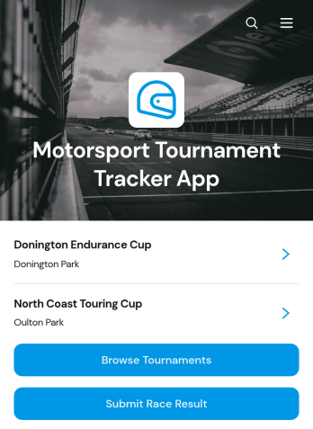 Motorsport Tournament Tracker App Template